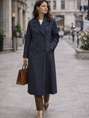 Max Mara Bacco Denim Icon Coat Oversized Double Breasted Blue
